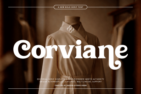 Corviane Typeface: A Bold Serif for Digital Design Projects