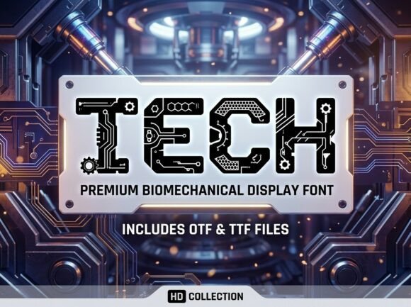Tech Font: A Bold Biomechanical Typeface for Digital Design